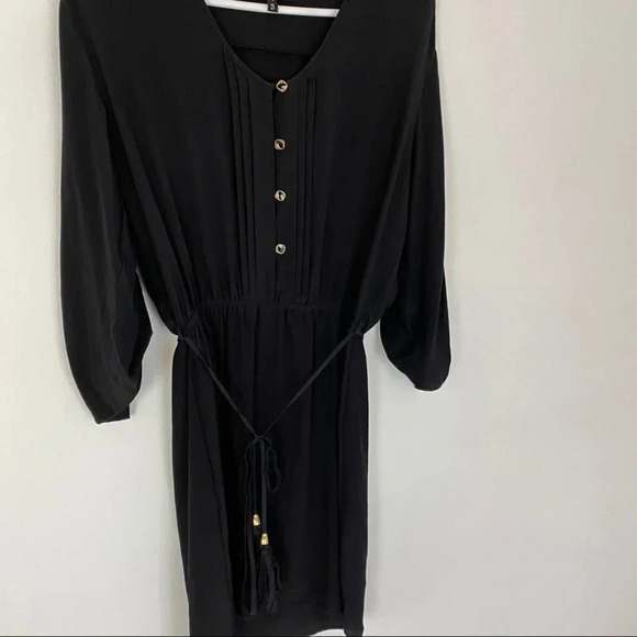 Yumi Kim Silk Dress Womens Size Small Black Tie Waist Button Down Top - Picture 7 of 10